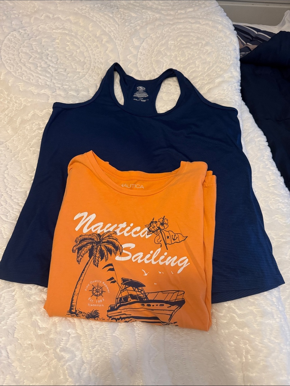 Nautica Orange Graphic Tee with Navy Racerback Tank 2 for 1